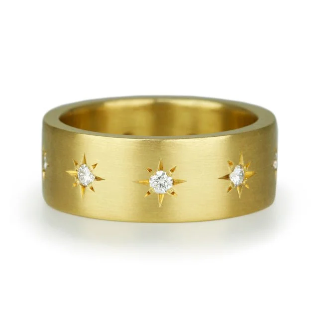 Affordable Elegance – Special Jewelry Sale Now Live 20K Gold Wide Ring With Nine Star-Set Diamonds Affordable Elegance – Special Jewelry Sale Now Live 20K Gold Wide Ring With Nine Star-Set Diamonds