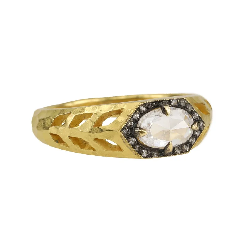 Exclusive Jewelry Sale – Sparkle For Less Oval Moghul Diamond & 22K Gold Hammered Cutout "Garland" Ring Exclusive Jewelry Sale – Sparkle For Less Oval Moghul Diamond & 22K Gold Hammered Cutout "Garland" Ring