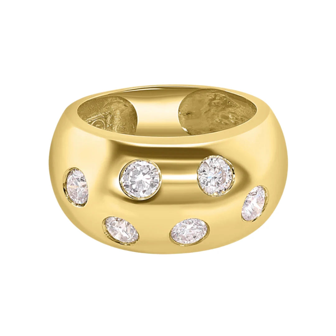 Premium Diamond Jewelry For Unforgettable Moments Chubby Scattered Diamond Barrel Ring Premium Diamond Jewelry For Unforgettable Moments Chubby Scattered Diamond Barrel Ring