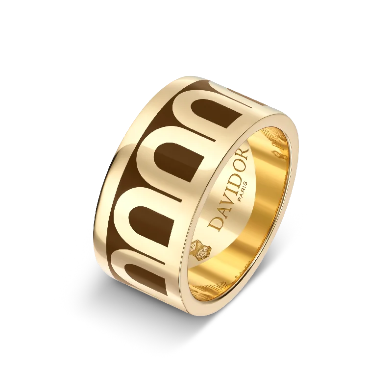 Waterproof Stainless Steel Jewelry For Lasting Beauty L'Arc de DAVIDOR Ring GM, 18k Yellow Gold with Cognac Lacquered Ceramic Waterproof Stainless Steel Jewelry For Lasting Beauty L'Arc de DAVIDOR Ring GM, 18k Yellow Gold with Cognac Lacquered Ceramic