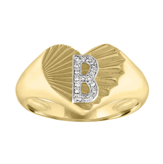 Exclusive Jewelry Sale – Limited-Time Discounts Margie Fluted Heart Signet Ring with Diamond Initial Exclusive Jewelry Sale – Limited-Time Discounts Margie Fluted Heart Signet Ring with Diamond Initial