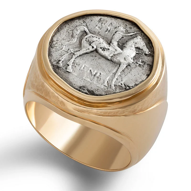 Classic And Modern Jewelry Styles On Sale Men's Ancient, Authentic Horse Coin Ring Classic And Modern Jewelry Styles On Sale Men's Ancient, Authentic Horse Coin Ring