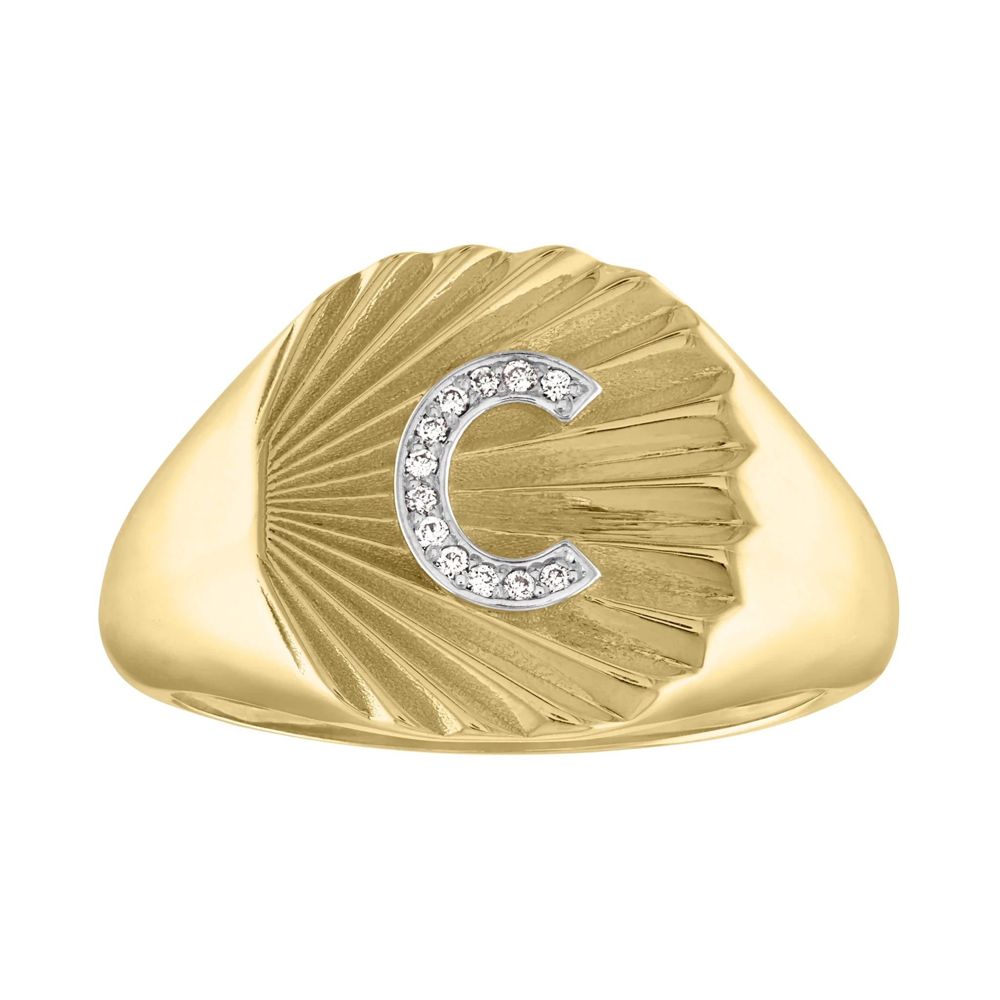 Clearance Sale On High-End Jewelry Collections Millie Fluted Oval Signet Ring with Diamond Initial Clearance Sale On High-End Jewelry Collections Millie Fluted Oval Signet Ring with Diamond Initial