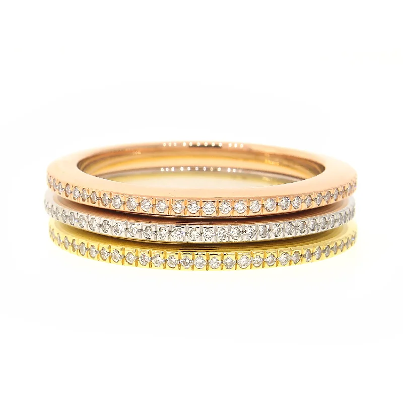 Handmade Pearl Jewelry For Timeless Elegance Diamond Stackable Rings in 18k Yellow, White & Rose Gold Handmade Pearl Jewelry For Timeless Elegance Diamond Stackable Rings in 18k Yellow, White & Rose Gold