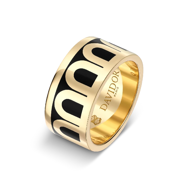 Dazzle In Elegance With Our Biggest Jewelry Sale L'Arc de DAVIDOR Ring GM, 18k Yellow Gold with Caviar Lacquered Ceramic Dazzle In Elegance With Our Biggest Jewelry Sale L'Arc de DAVIDOR Ring GM, 18k Yellow Gold with Caviar Lacquered Ceramic