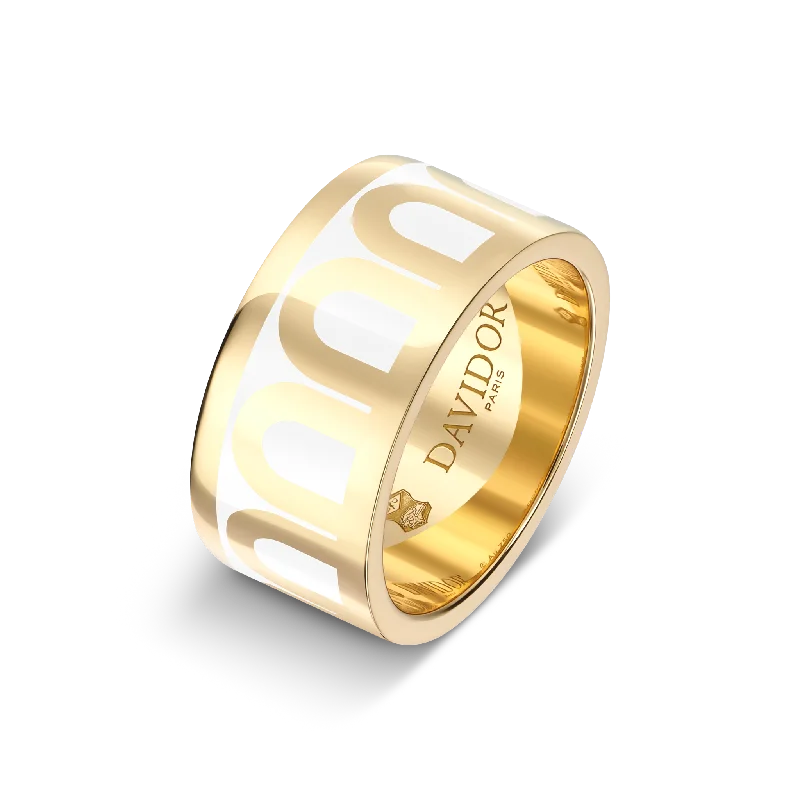 Premium Jewelry Now Available At Special Discounts L'Arc de DAVIDOR Ring GM, 18k Yellow Gold with Neige Lacquered Ceramic Premium Jewelry Now Available At Special Discounts L'Arc de DAVIDOR Ring GM, 18k Yellow Gold with Neige Lacquered Ceramic