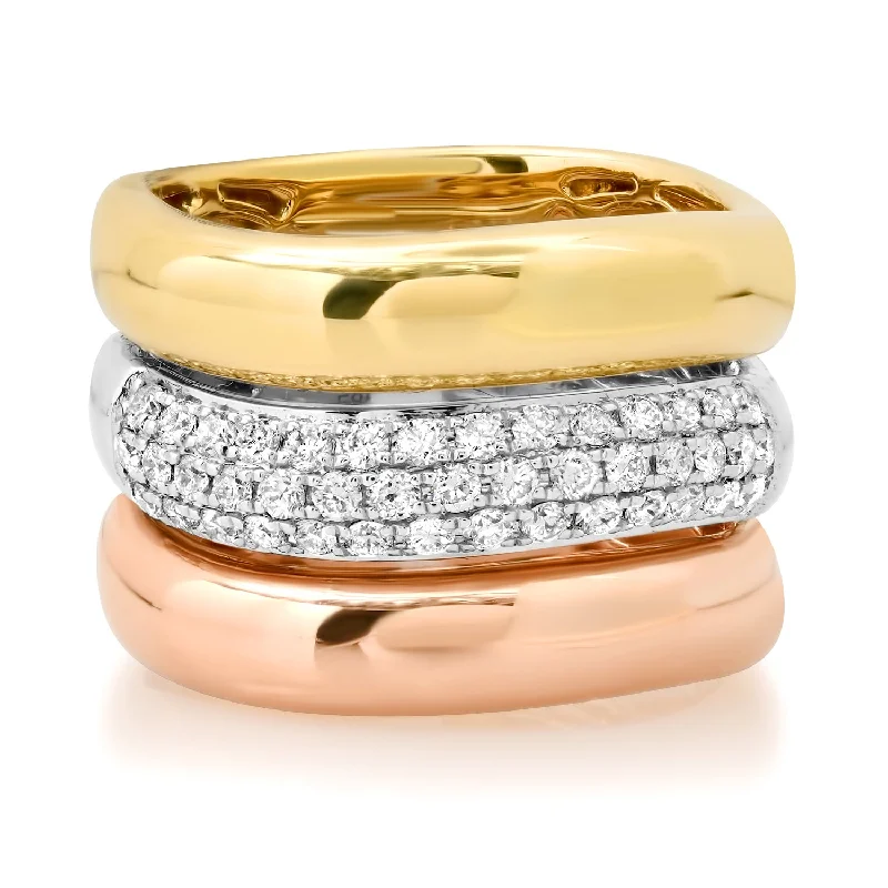 Breathtaking Jewelry At Limited-Time Savings Trois Tiers Mixed Metal Gold & Diamond Stacking Ring Breathtaking Jewelry At Limited-Time Savings Trois Tiers Mixed Metal Gold & Diamond Stacking Ring