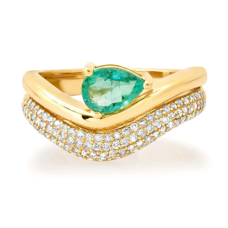 Get Your Favorite Jewelry At The Best Price Wavy Diamond & Pear Shaped Emerald Ring Get Your Favorite Jewelry At The Best Price Wavy Diamond & Pear Shaped Emerald Ring