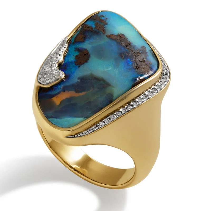 Unmissable Jewelry Clearance – Final Reductions Women's Boulder Opal and Diamond Ring Unmissable Jewelry Clearance – Final Reductions Women's Boulder Opal and Diamond Ring