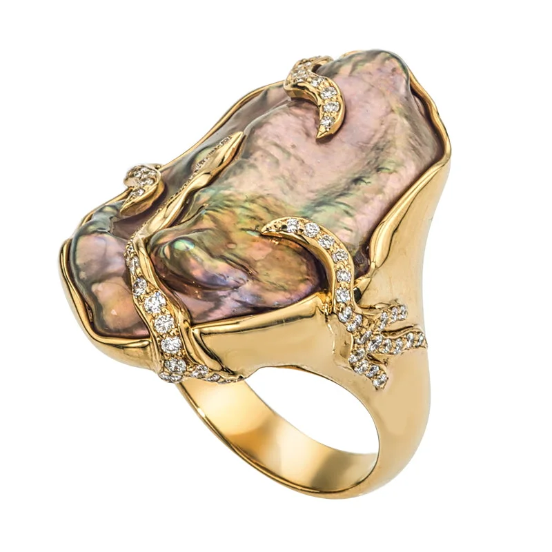 Fashion-Forward Geometric Jewelry For Contemporary Style Women’s Fresh Water Pearl and Diamond Ring Fashion-Forward Geometric Jewelry For Contemporary Style Women’s Fresh Water Pearl and Diamond Ring