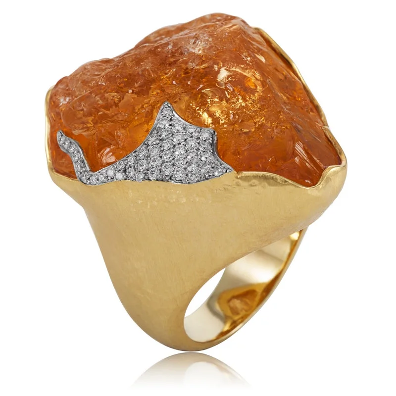 Eco-Friendly Sustainable Jewelry For Conscious Buyers Women’s Raw Citrine and Diamond Ring Eco-Friendly Sustainable Jewelry For Conscious Buyers Women’s Raw Citrine and Diamond Ring