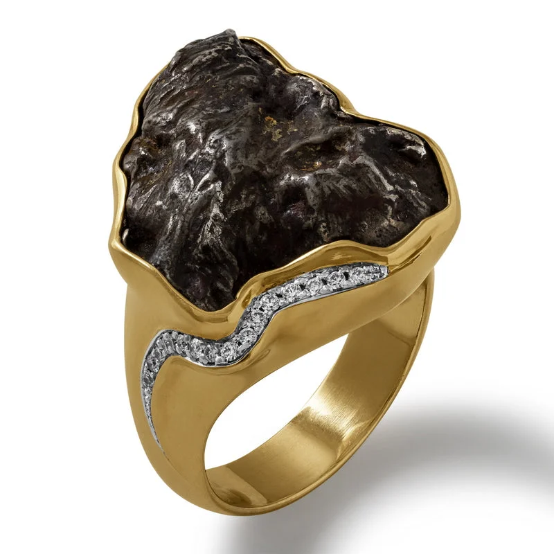 Get The Sparkle You Love At Prices You Adore Women's Authentic Sikhote-Alin Meteorite and Diamond Ring Get The Sparkle You Love At Prices You Adore Women's Authentic Sikhote-Alin Meteorite and Diamond Ring