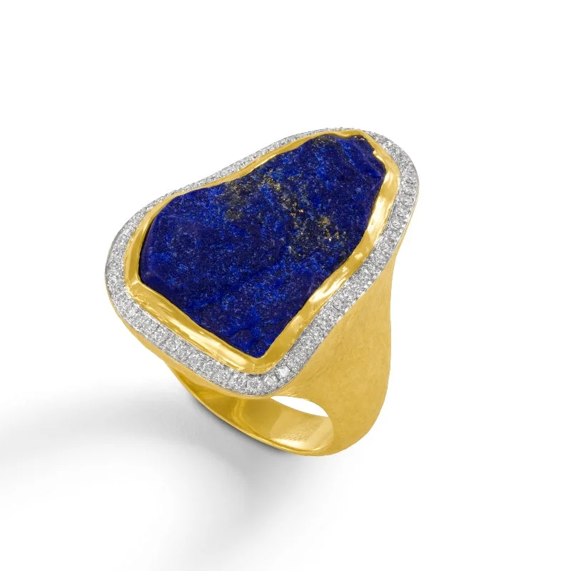 Gorgeous Jewelry, Limited-Time Savings Women's Raw Lapis and Diamond Ring