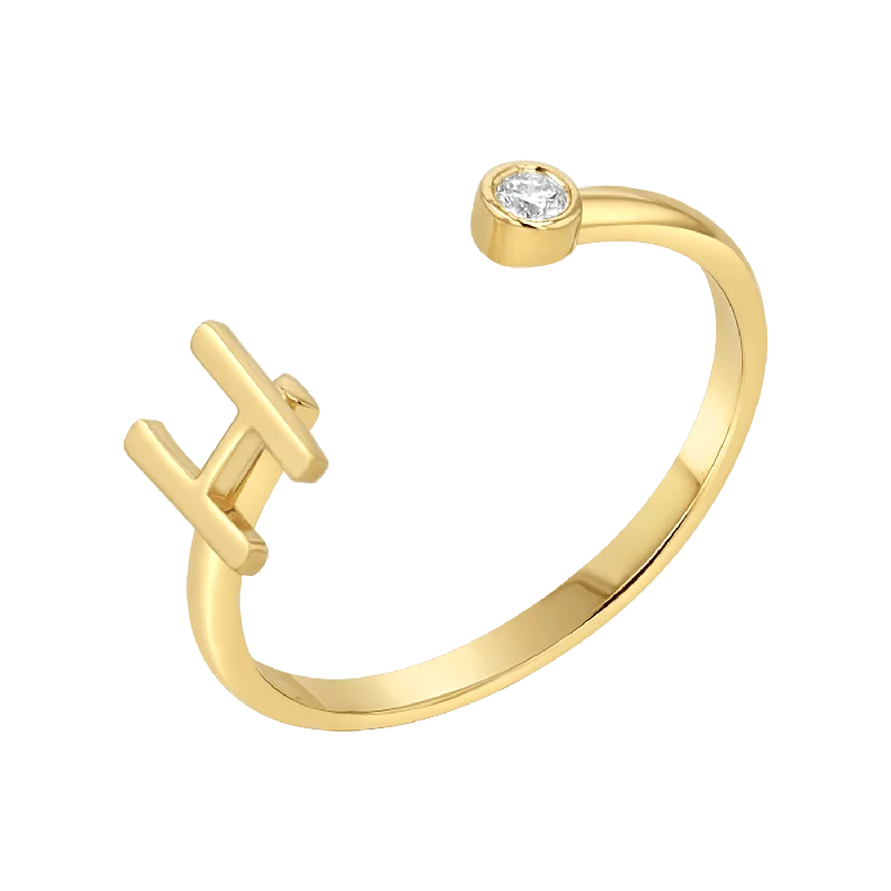 Trendy Minimalist Jewelry For Everyday Wear Solid Initial Letter Ring with Birthstone Trendy Minimalist Jewelry For Everyday Wear Solid Initial Letter Ring with Birthstone