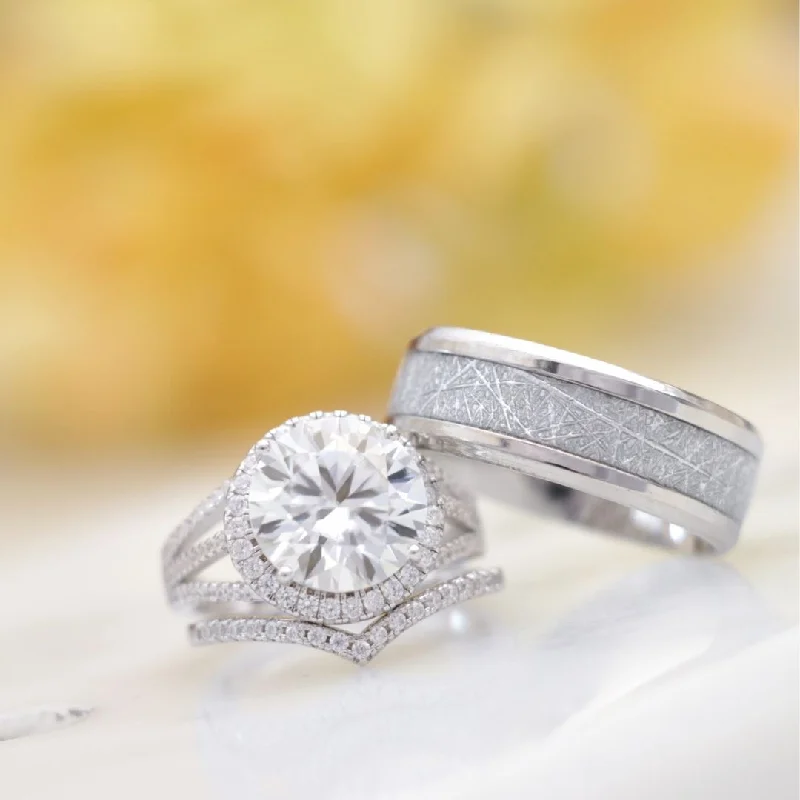 Personalized Jewelry Sale – Unique Gifts At Low Prices Alexia - Autumn Moissanite Set with Crisp Titanium Male Band Personalized Jewelry Sale – Unique Gifts At Low Prices Alexia - Autumn Moissanite Set with Crisp Titanium Male Band
