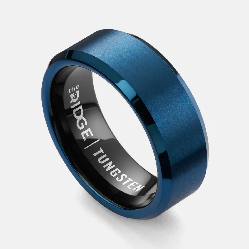 Limited-Time Jewelry Discounts – Shine Without The Splurge Ridge 8mm Beveled Ring Set - Alpine Navy