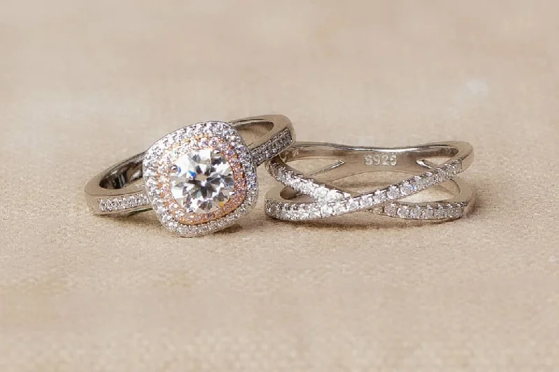 Dainty And Elegant Jewelry Now At Reduced Prices Aspen - Gemma White Moissanite Bridal Set Dainty And Elegant Jewelry Now At Reduced Prices Aspen - Gemma White Moissanite Bridal Set