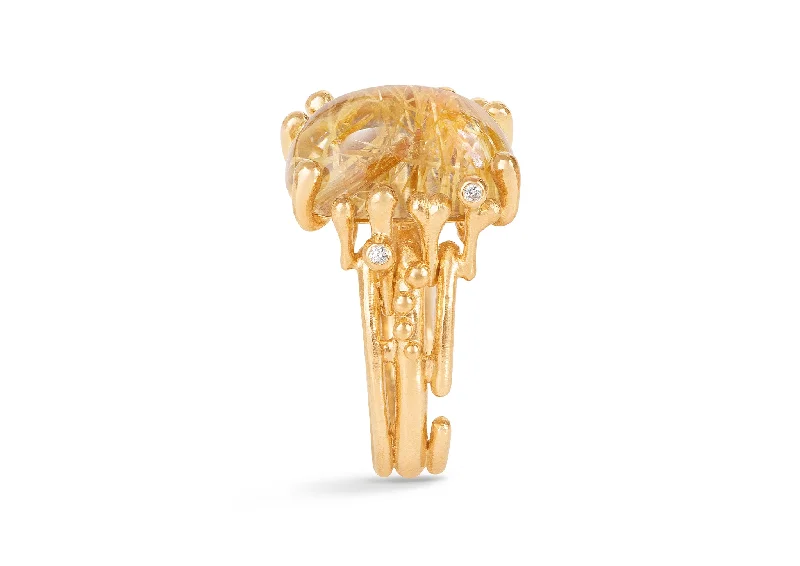 Luxury Jewelry Sale – Sparkle For Less BoHo Ring Medium with Golden Rutile Quartz & Diamonds, Yellow Gold Luxury Jewelry Sale – Sparkle For Less BoHo Ring Medium with Golden Rutile Quartz & Diamonds, Yellow Gold