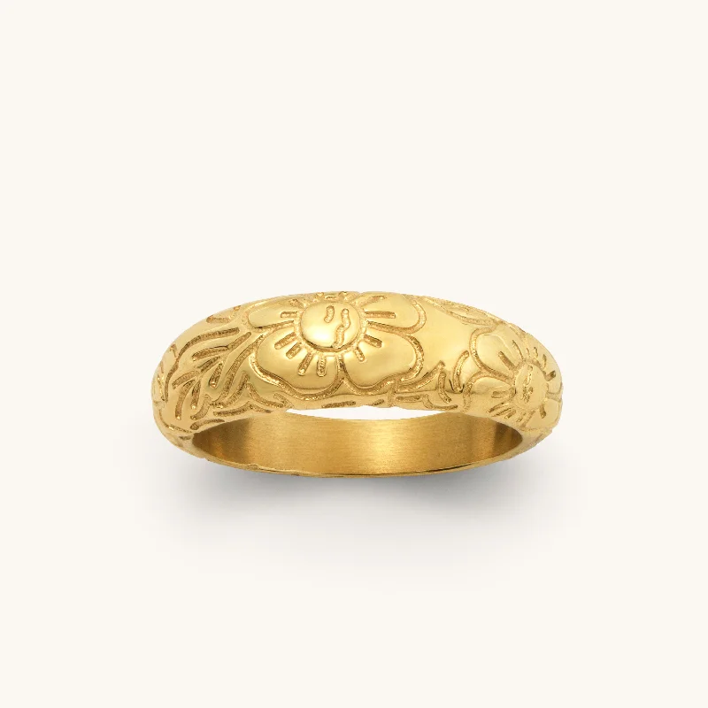 Get The Sparkle You Love At Prices You Adore Engraved Flower Dome Ring