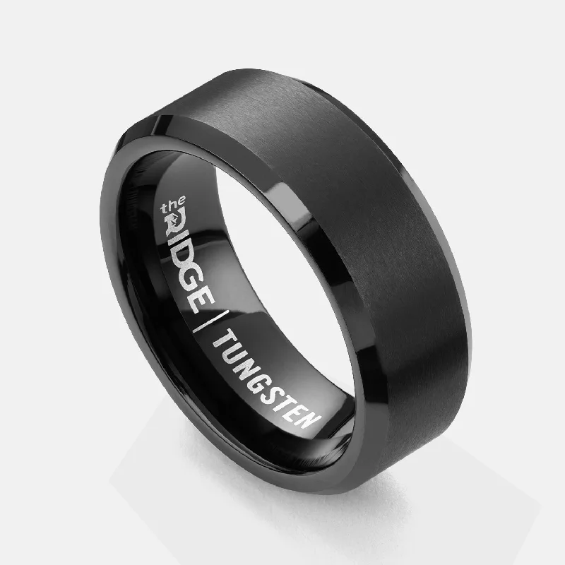 Breathtaking Jewelry At Limited-Time Savings Ridge 8mm Beveled Ring Set - Gunmetal