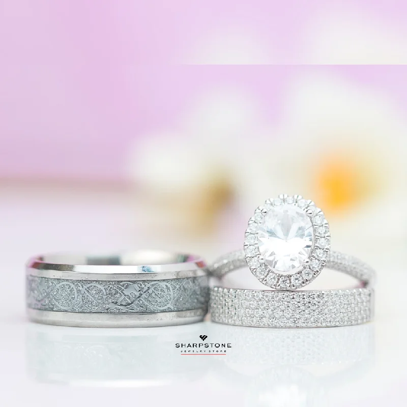 Waterproof Stainless Steel Jewelry For Lasting Beauty Juana- Blossom and Cosmos Complete Set in Sterling Silver and Titanium Waterproof Stainless Steel Jewelry For Lasting Beauty Juana- Blossom and Cosmos Complete Set in Sterling Silver and Titanium