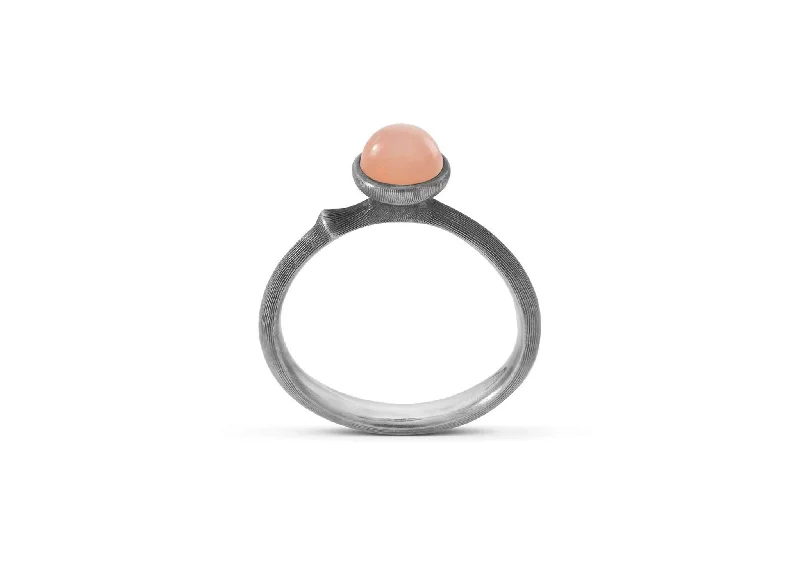 Personalized Engraved Jewelry For Meaningful Gifts Lotus Ring in Sterling Silver with Blush Moonstone Personalized Engraved Jewelry For Meaningful Gifts Lotus Ring in Sterling Silver with Blush Moonstone