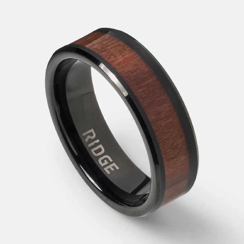High-Quality Gemstone Jewelry For Special Occasions Ridge 8mm Beveled Ring Set - Mopane Wood High-Quality Gemstone Jewelry For Special Occasions Ridge 8mm Beveled Ring Set - Mopane Wood