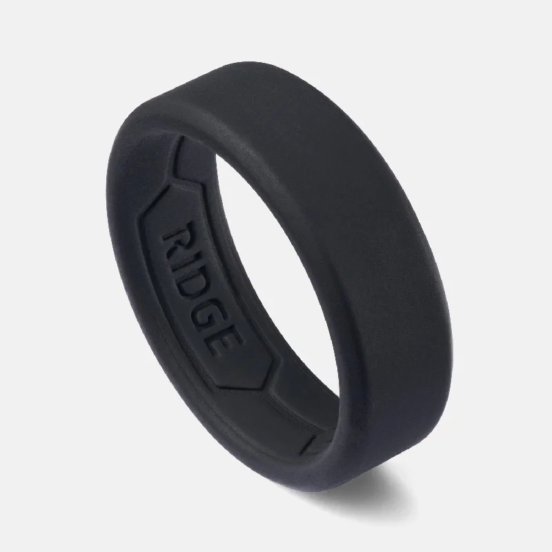 Modern Statement Jewelry For Bold Styling Ridge 8mm Silicone Ring Set - Royal Black