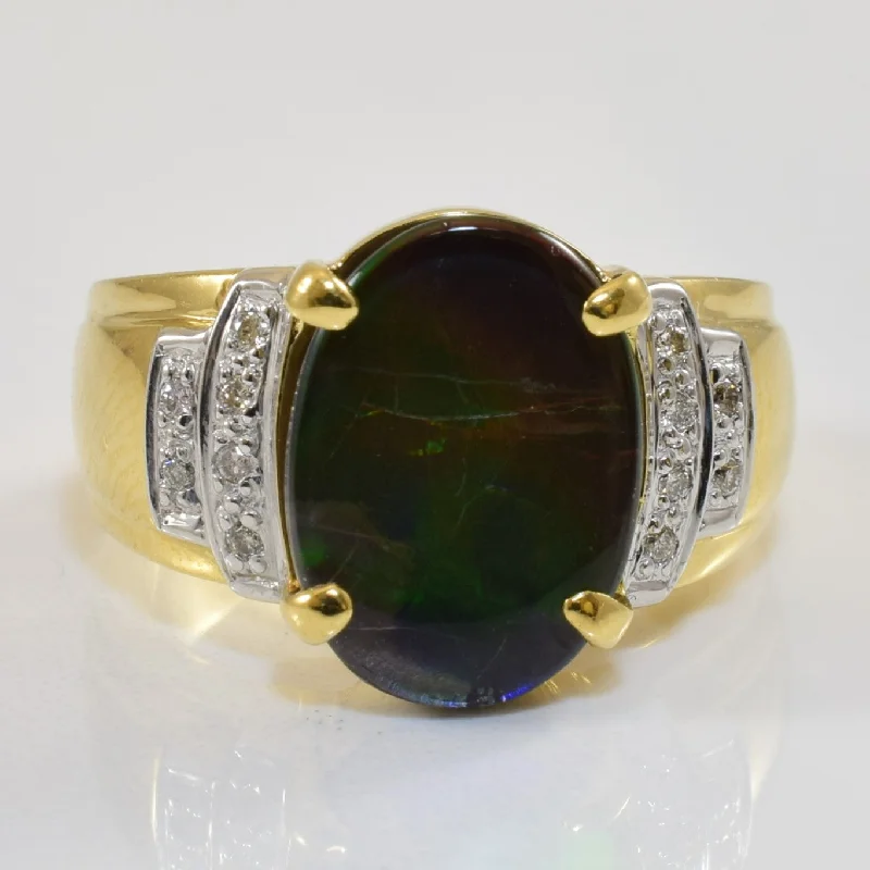 Chic And Stylish Jewelry At Exclusive Prices Oval Ammolite & Diamond Ring | 3.00ct, 0.06ctw | SZ 7 |