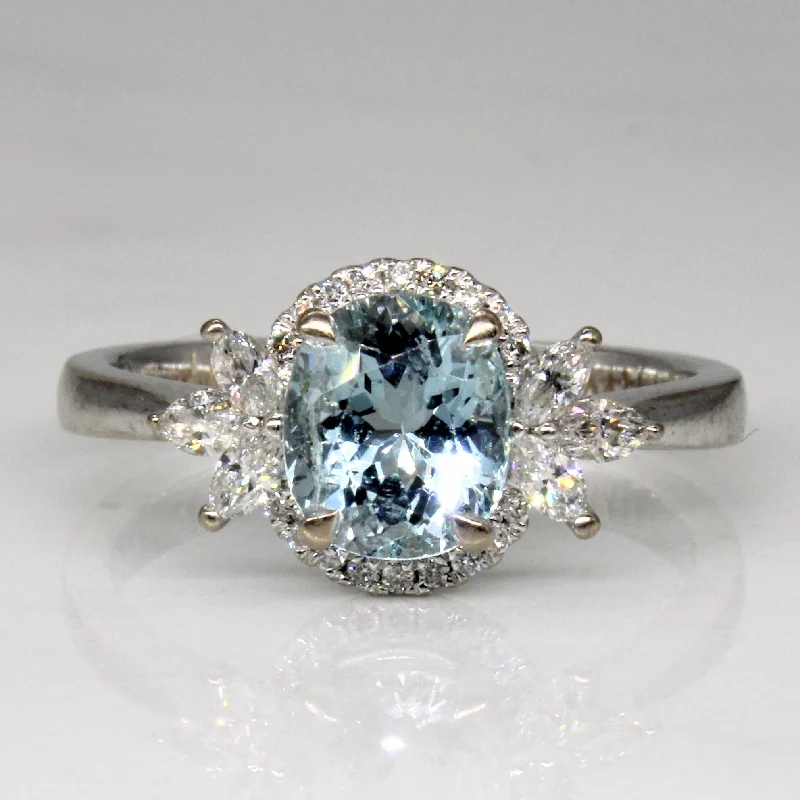 Limited-Time Offer On Premium Jewelry Collections Aquamarine & Diamond Halo Engagement Ring | 1.18ct, 0.28ctw | SZ 6 | Limited-Time Offer On Premium Jewelry Collections Aquamarine & Diamond Halo Engagement Ring | 1.18ct, 0.28ctw | SZ 6 |