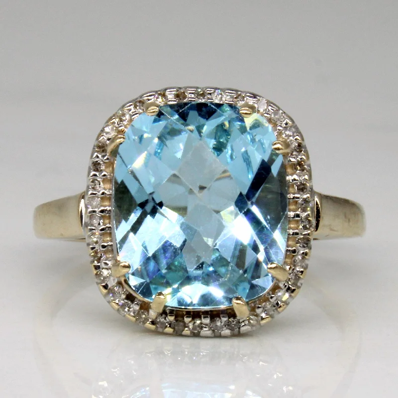 Affordable Luxury Jewelry For Every Occasion Blue Topaz & Diamond Halo Ring | 6.60ct, 0.10ctw | SZ 8.75 | Affordable Luxury Jewelry For Every Occasion Blue Topaz & Diamond Halo Ring | 6.60ct, 0.10ctw | SZ 8.75 |