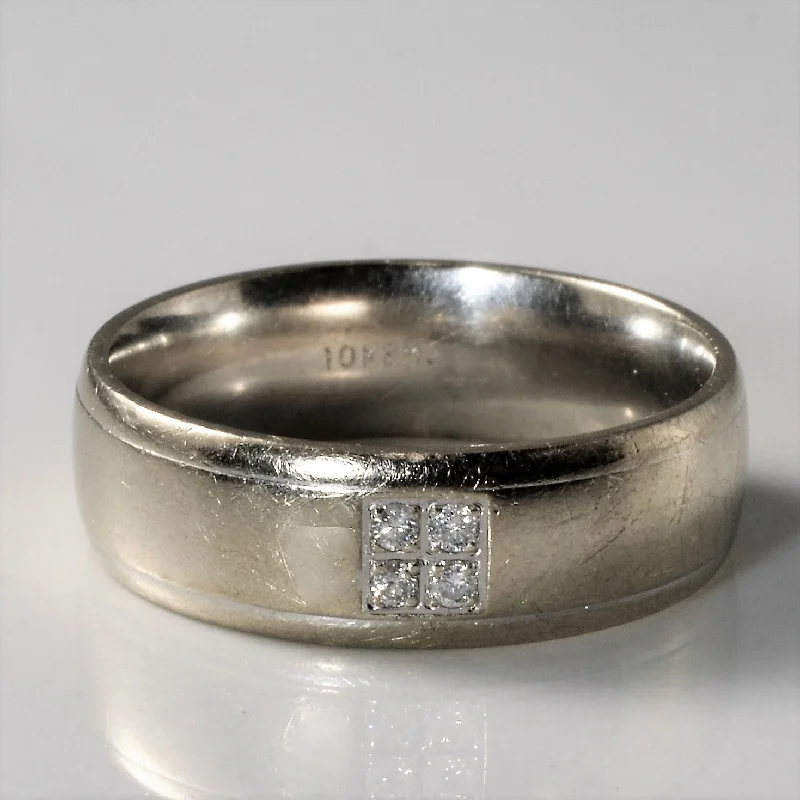 Discounted Jewelry For A Glamorous Look Quad Diamond White Gold Band | 0.06ctw | SZ 9.25 | Discounted Jewelry For A Glamorous Look Quad Diamond White Gold Band | 0.06ctw | SZ 9.25 |