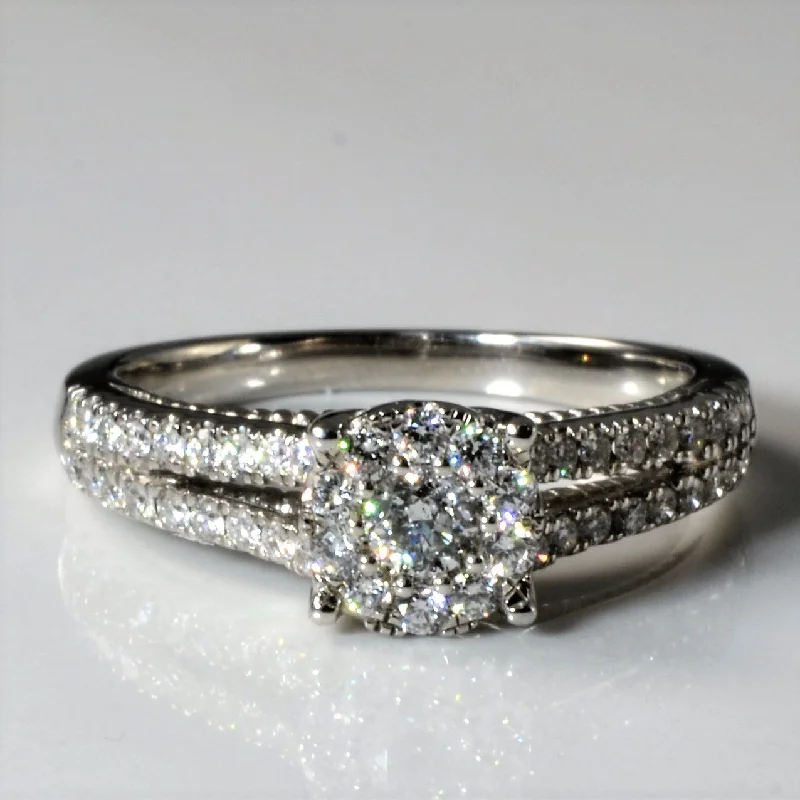Timeless Elegance Now At Special Discounts Split Shank Illusion Diamond Engagement Ring | 0.73ctw | SZ 8.5 | Timeless Elegance Now At Special Discounts Split Shank Illusion Diamond Engagement Ring | 0.73ctw | SZ 8.5 |