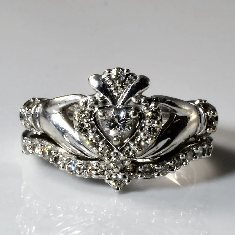 Affordable Luxury Jewelry – Style At A Great Price Diamond Claddagh Ring Set | 0.42ctw | SZ 5.25 |