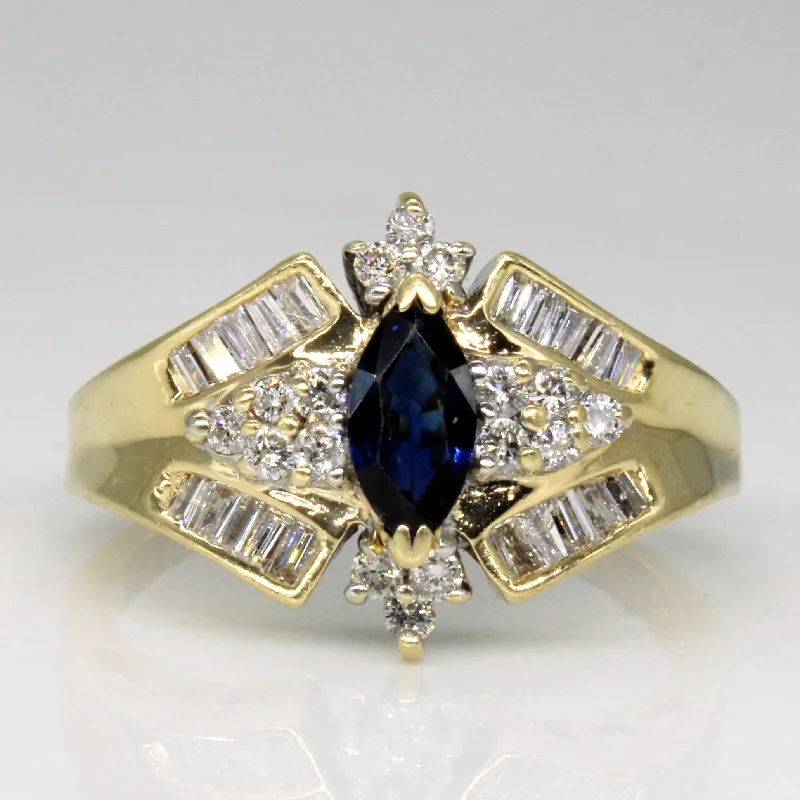 Bohemian-Inspired Jewelry For Free-Spirited Fashion Tapered Diamond & Sapphire Ring | 0.40ctw, 0.38ct | SZ 7.5 | Bohemian-Inspired Jewelry For Free-Spirited Fashion Tapered Diamond & Sapphire Ring | 0.40ctw, 0.38ct | SZ 7.5 |