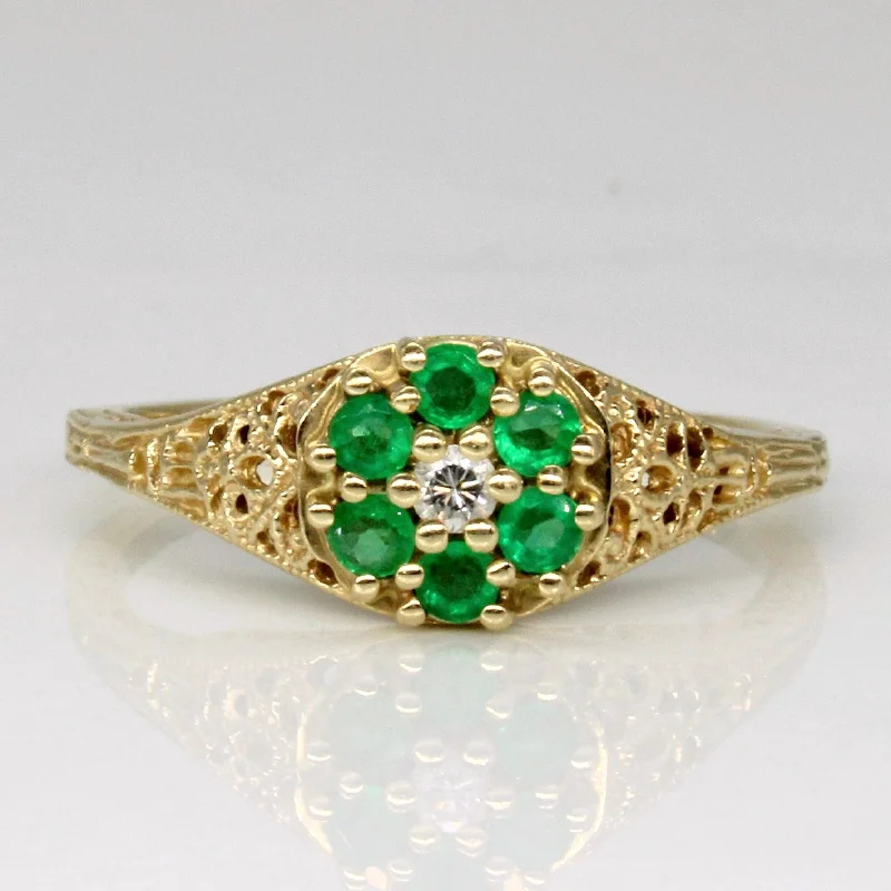 Trending Jewelry Now At Unbeatable Prices Emerald & Diamond Ornate Lattice Ring | 0.15ctw, 0.03ct | SZ 6.25 | Trending Jewelry Now At Unbeatable Prices Emerald & Diamond Ornate Lattice Ring | 0.15ctw, 0.03ct | SZ 6.25 |