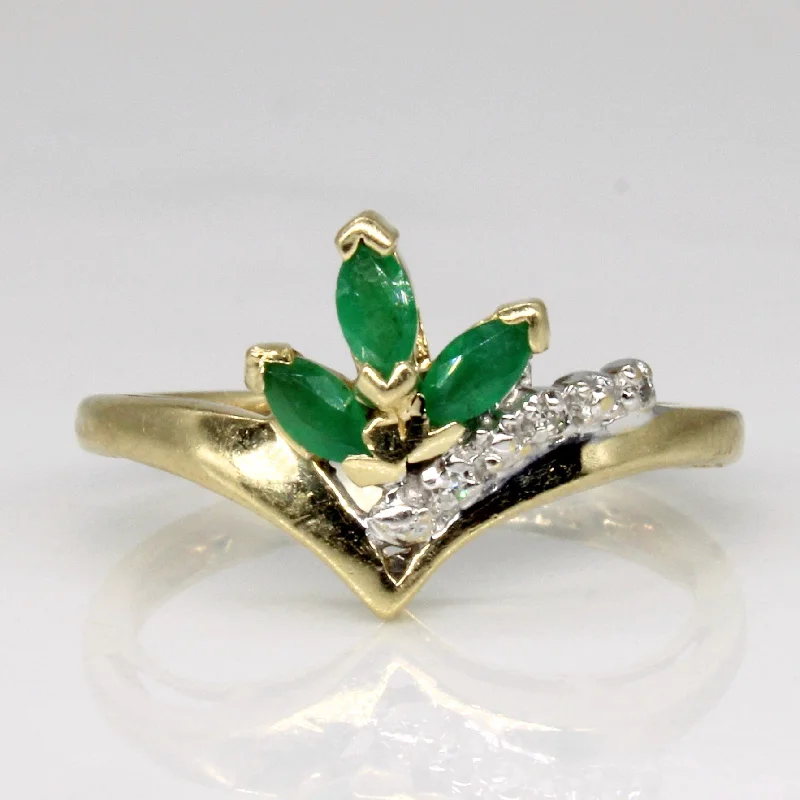 Waterproof Stainless Steel Jewelry For Lasting Beauty Emerald & Diamond Chevron Ring | 0.24ctw, 0.01ctw | SZ 6 | Waterproof Stainless Steel Jewelry For Lasting Beauty Emerald & Diamond Chevron Ring | 0.24ctw, 0.01ctw | SZ 6 |