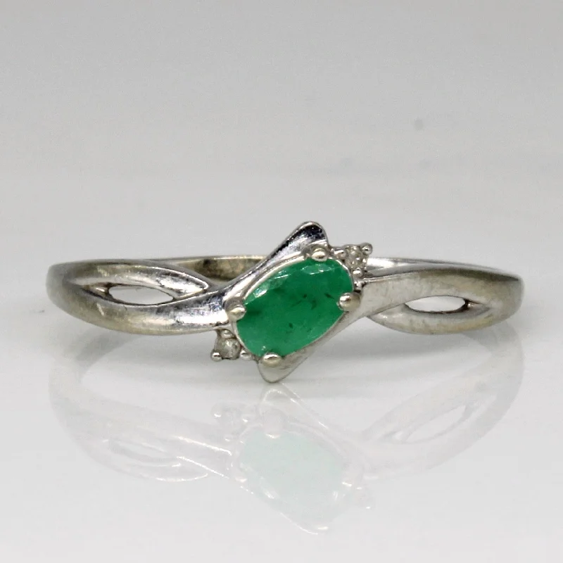 Jewelry Clearance – Final Chance To Save Big Emerald & Diamond Waterfall Ring | 0.15ct, 0.01ctw | SZ 7.25 |