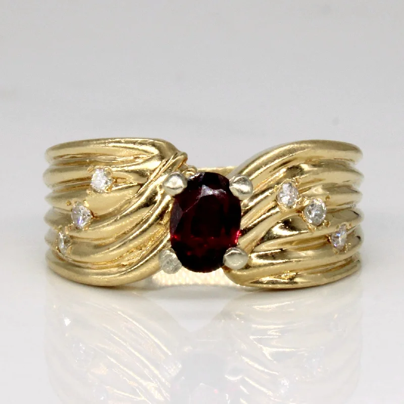 Luxury Jewelry Now At Special Promotional Rates Garnet & Diamond Twist Ring | 0.35ct, 0.10ctw | SZ 6 | Luxury Jewelry Now At Special Promotional Rates Garnet & Diamond Twist Ring | 0.35ct, 0.10ctw | SZ 6 |