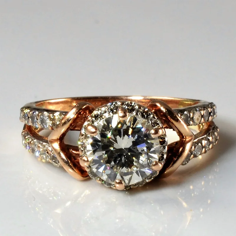 Delicate Crystal Jewelry For Sophisticated Charm Split Shank Diamond Halo Engagement Ring | 1.47ctw | SZ 5.5 | Delicate Crystal Jewelry For Sophisticated Charm Split Shank Diamond Halo Engagement Ring | 1.47ctw | SZ 5.5 |