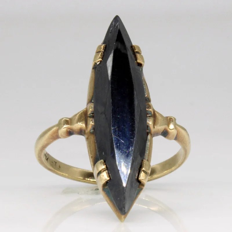 Dainty Floral Jewelry For Feminine Elegance Hematite Navette Ring | 5.90ct | SZ 7 |
