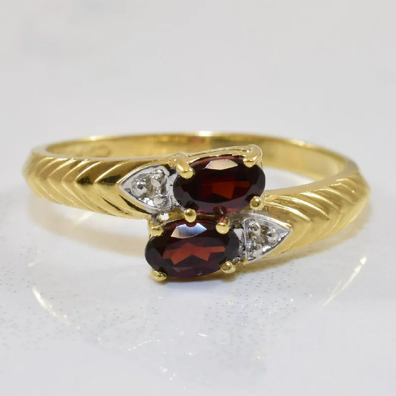 Special Jewelry Deals – Upgrade Your Collection Knife Edge Garnet & Diamond Bypass Ring | 0.50ctw, 0.01ctw | SZ 6.75 | Special Jewelry Deals – Upgrade Your Collection Knife Edge Garnet & Diamond Bypass Ring | 0.50ctw, 0.01ctw | SZ 6.75 |