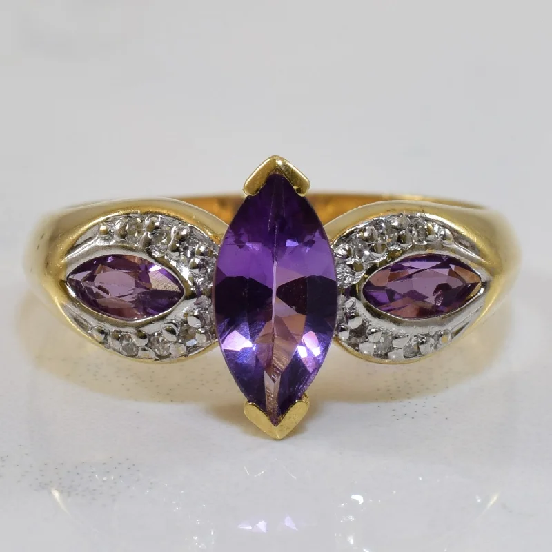 Dazzle With Discounts – Shop Jewelry On Sale Marquise Amethyst & Diamond Ring | 1.00ctw, 0.06ctw | SZ 9 | Dazzle With Discounts – Shop Jewelry On Sale Marquise Amethyst & Diamond Ring | 1.00ctw, 0.06ctw | SZ 9 |