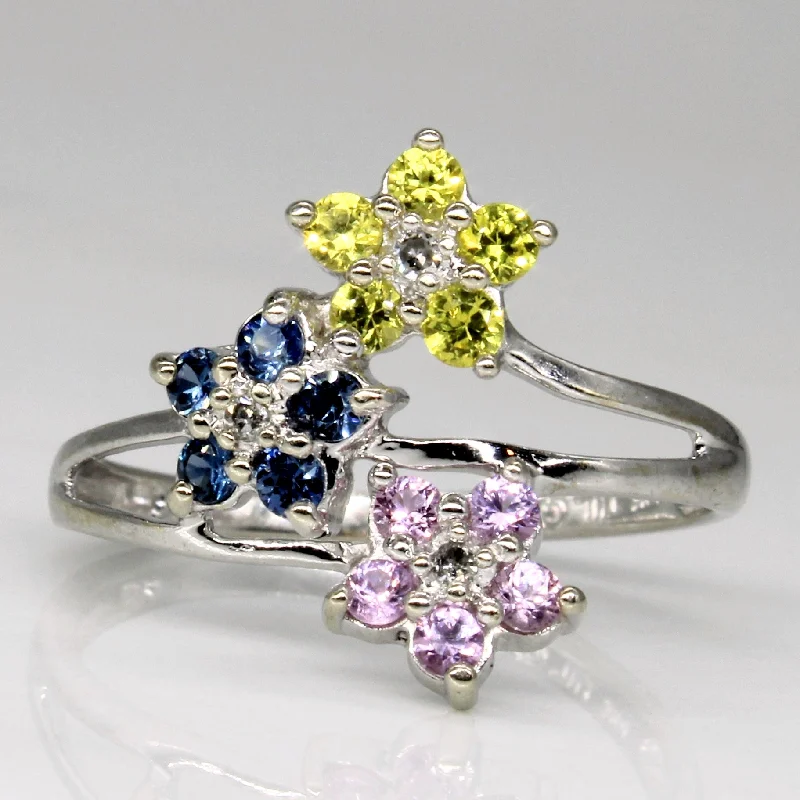 Jewelry Sale – Exclusive Styles At Lower Prices Multi Colour Sapphire Floral Ring | 0.45ctw, 0.02ctw | SZ 7.25 | Jewelry Sale – Exclusive Styles At Lower Prices Multi Colour Sapphire Floral Ring | 0.45ctw, 0.02ctw | SZ 7.25 |