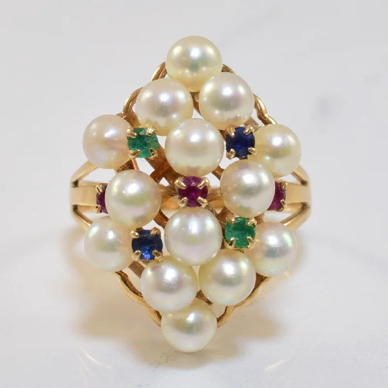 Romantic Heart-Shaped Jewelry For Special Gifts Multi Gem Split Shank Cocktail Ring | 5.60ctw | SZ 6 |