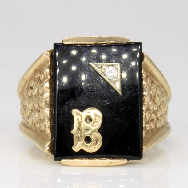 Best Jewelry Sale Prices – Limited-Time Offer Onyx & Diamond 'B' Initial Ring | 2.40ct, 0.02ct | SZ 7.75 | Best Jewelry Sale Prices – Limited-Time Offer Onyx & Diamond 'B' Initial Ring | 2.40ct, 0.02ct | SZ 7.75 |