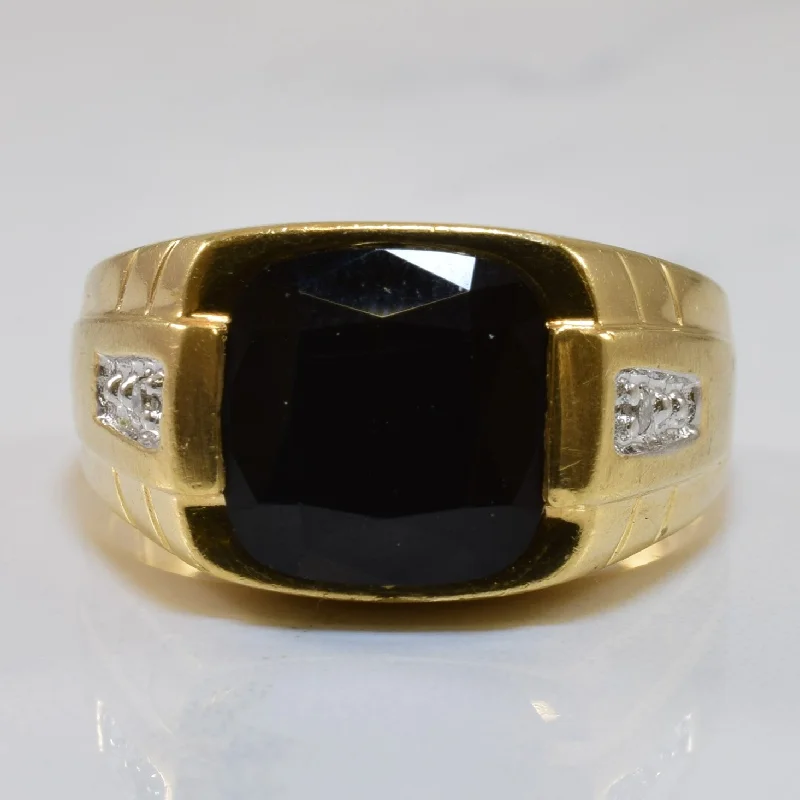 Trending Jewelry Now At Unbeatable Prices Faceted Cushion Cut Onyx & Diamond Ring | 0.02ctw, 4.00ctw | SZ 9 | Trending Jewelry Now At Unbeatable Prices Faceted Cushion Cut Onyx & Diamond Ring | 0.02ctw, 4.00ctw | SZ 9 |