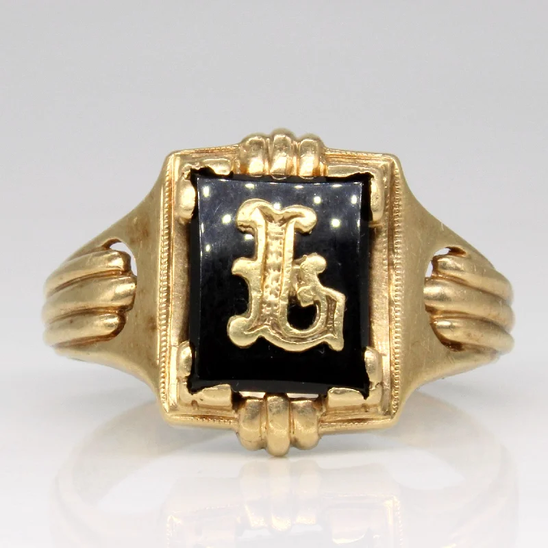 Eco-Friendly Sustainable Jewelry For Conscious Buyers Onyx Initial 'L' Ring | 1.30ct | SZ 10 |