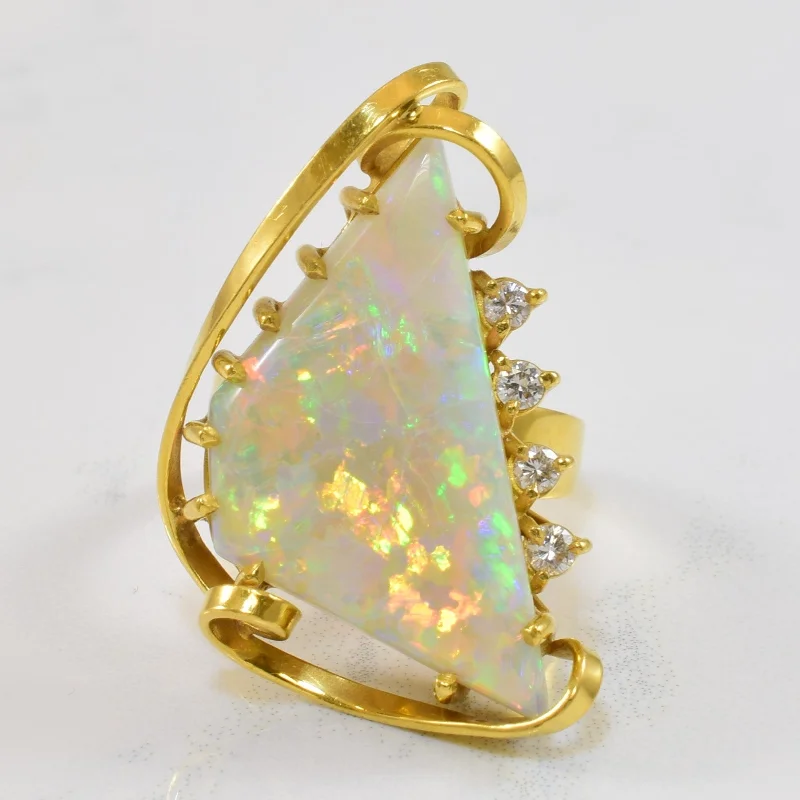 Jewelry Flash Sale – Stylish Designs At Unbeatable Rates Trapezoid Opal & Diamond Cocktail Ring | 13.50ct, 0.16ctw | SZ 6 | Jewelry Flash Sale – Stylish Designs At Unbeatable Rates Trapezoid Opal & Diamond Cocktail Ring | 13.50ct, 0.16ctw | SZ 6 |