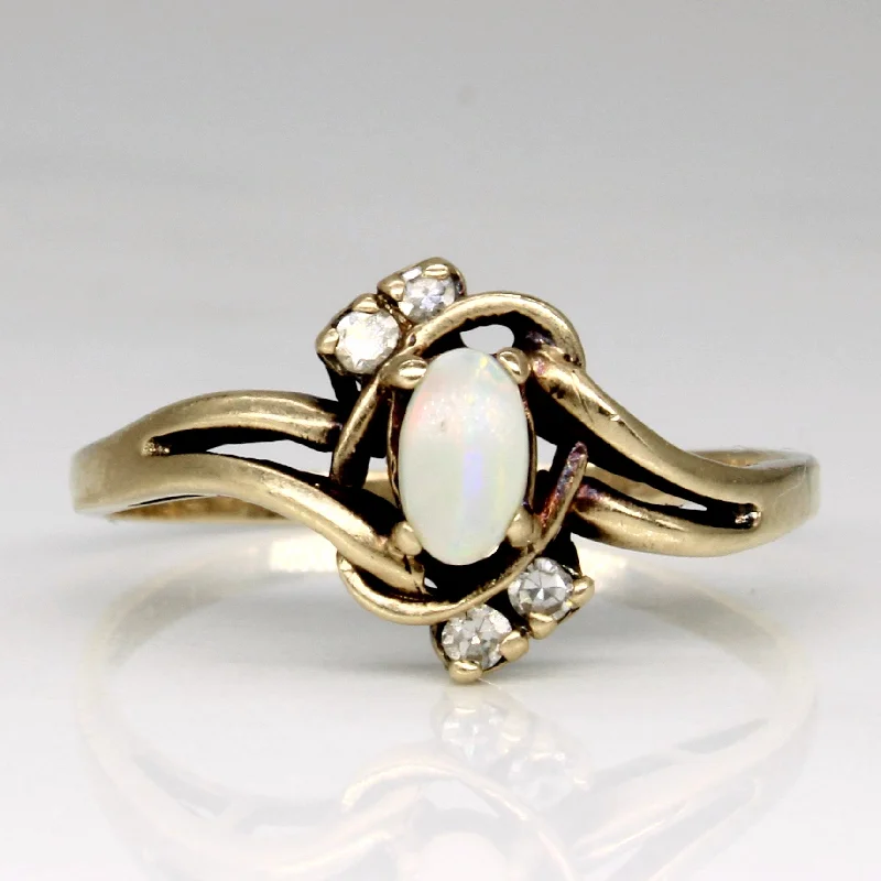 Delicate Crystal Jewelry For Sophisticated Charm Opal & Diamond Ring | 0.14ct, 0.05ctw | SZ 7.25 | Delicate Crystal Jewelry For Sophisticated Charm Opal & Diamond Ring | 0.14ct, 0.05ctw | SZ 7.25 |